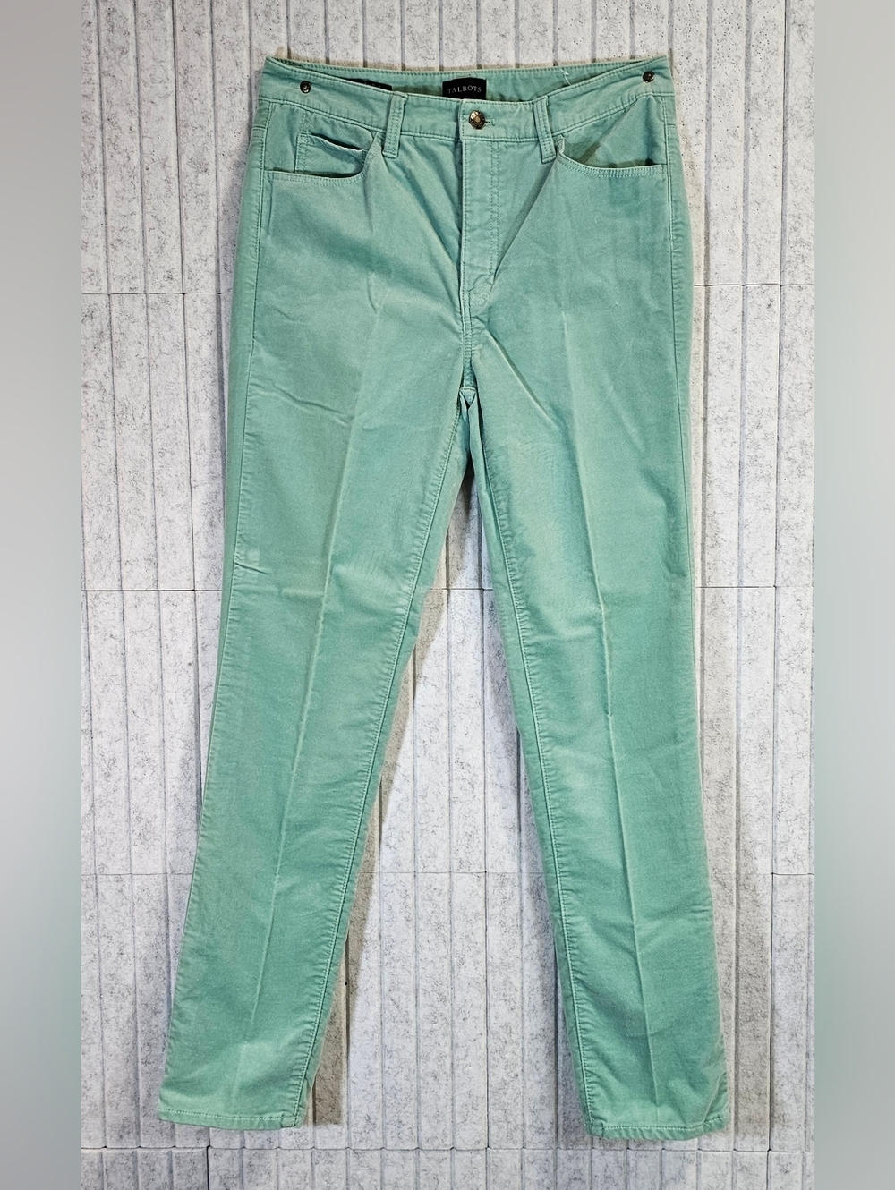 Talbots Velveteen Straight Leg Pants Womens Size 6 Green Simply Flattering - Picture 2 of 3